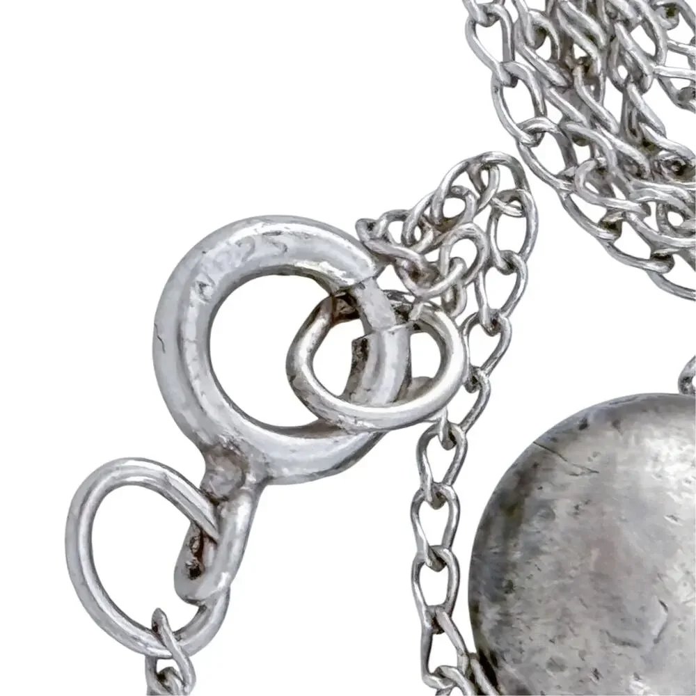 Vintage Sterling Silver 925 Ball Pendant Necklace 17.5